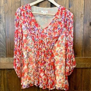 Sundance 100% silk floral blouse